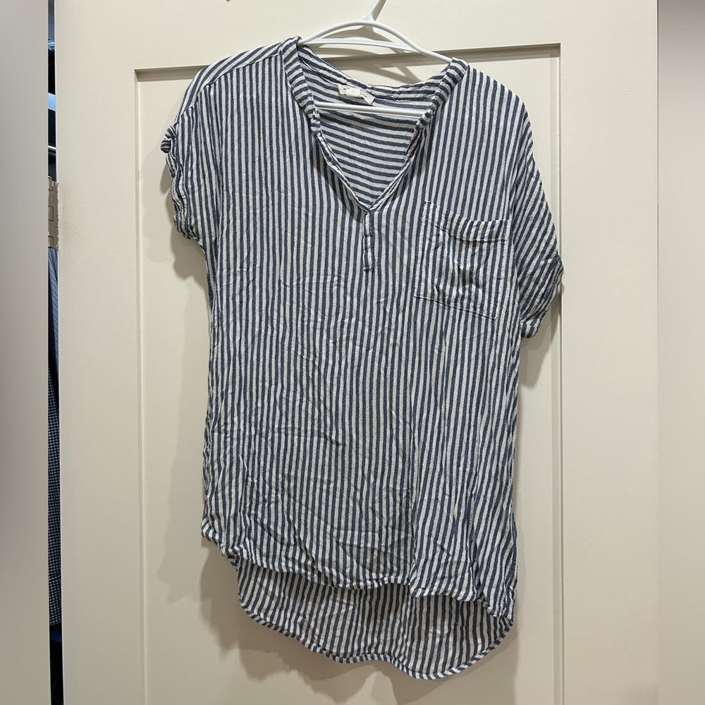 Beachlunchlounge women’s lightweight striped blue white nautical summer blouse M